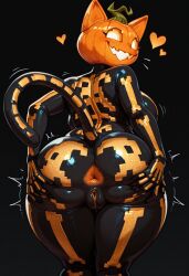 aerythfox ai ai_art ai_generated anal anal_suggest anthro big_ass big_breasts big_butt big_thighs black_background black_body breasts cat_ears cat_tail epic_games exposing female fortnite from_behind furry heart large_ass large_breasts large_butt large_thighs patreon patreon_username presenting presenting_hindquarters pumpkin pussy seductive simple_background spice_(fortnite) spread_ass spreading spreading_pussy