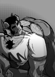 1boy alien ass_bigger_than_head ass_peek bara condoms cronus_ampora draconicprince_(artist) greaser hairy_male himbo homestuck horns huge_ass impending_sex leopard_print leopard_print_thong male monochrome muscles muscular muscular_male pin_up sideburns sketch slicked_back_hair smug_grin source_request thong troll_(homestuck) yaoi