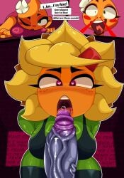 1boy 1boys 1girls 1robot 2d 2d_(artwork) bleeding_nose blood blush cock cock_worship comic cum_drip dick dripping dripping_cum excited eyelashes female game_show green_body green_skin happy horny horny_female no_humans open_mouth plant plant_girl plantie plants_vs_zombies plants_vs_zombies:_heroes plants_vs_zombies_2:_it's_about_time popcap popcap_games precum rbismut robot robot_humanoid solar_flare_(pvz) sunflower_(pvz) sweet_potato_(pvz) text