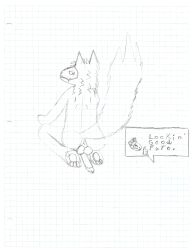 absurd_res anthro ass canid canine canis changed_(video_game) dialogue graph_paper hi_res latex latex_body latex_fur machine male male_focus male_only mammal protogen puro_(changed) rear_view solo wolf