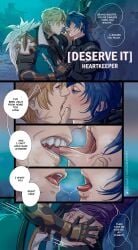 bite bite_mark biting biting_lip boy flins_(genshin_impact) gay gay_male genshin_impact kiss_marks kiss_on_lips kissing leilielmeimiel male male_only varka_(genshin_impact) yaoi