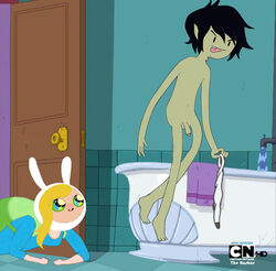 adventure_time backpack bag bathtub female fionna_the_human_girl human male marshall_lee tagme the_bashar vampire