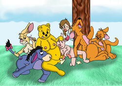 anthro breasts color cub disney exposed_breasts female female_only genderswap incest kanga multiple_females multiple_girls nipples nudity orgy piglet pooh_bear rabbit_(winnie_the_pooh) roo rule_63 smooth_skin tigger vulva winnie_the_pooh_(franchise) yuri