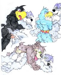 anthro avian balls buzz_buzzard buzzard canine crossover dog doggy_style domestic_dog eye_contact from_behind fur furry hopelesshighschool king_dedede kirby_(series) licking looking_back looney_tunes male male_only mammal marsupial missionary_position penetration penis sex smooth_fur tasmanian_devil tasmanian_devil_(looney_tunes) taz-mania the_woody_woodpecker_show yaoi