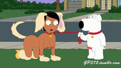 1boy 1girls accurate_art_style all_fours animal_ears anthro ass balls bent_over bimbo bitch_taken_for_walk breasts brian_griffin canine canine_penis collar costume crossover dark-skinned_female dark_skin dog_collar duo erection family_guy female gp375 human human_on_anthro interspecies leash male male/female mammal nipples nude penis pet pet_play petplay roberta_tubbs role_reversal size_difference teenager testicles the_cleveland_show