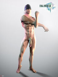 1boy 3d barefoot final_fantasy final_fantasy_xiii gninrom male male_only penis snow_villiers solo uncensored