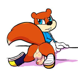 1boy annoyed anthro anus ass backsack balls ballsack blue_eyes body_fur bottomless buckteeth cel_shading clothed clothing conker conker's_bad_fur_day fluffy_tail foreskin half-dressed hoodie humanoid_penis intact kneeling leaning leaning_forward looking_at_viewer looking_back male male_only mammal partially_retracted_foreskin penis penis_backwards perineum presenting_anus raised_tail redemption3445 rodent running_shoes scrotum semi-erect smooth_fur smooth_penis solo squirrel tail testicles thick_penis uncut unretracted_foreskin