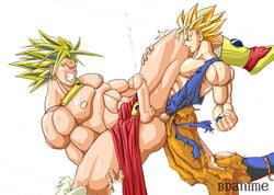 2boys abs bdanime biceps bodybuilder broly broly_(dragon_ball_z)_1993 dragon_ball dragon_ball_z gay legendary_super_saiyan male male_only multiple_males muscles pecs son_goku super_saiyan yaoi