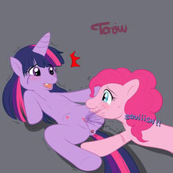 anus friendship_is_magic my_little_pony pinkie_pie_(mlp) straight_hair tecraudio twilight_sparkle_(mlp) vagina