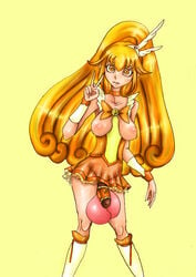 balls_bigger_than_penis big_balls big_balls_small_penis blonde_hair brita clothing exposed_breasts futanari intersex pretty_cure small_breasts small_penis smile_precure solo suria_(artist) tagme v yayoi_kise yellow_background yellow_theme