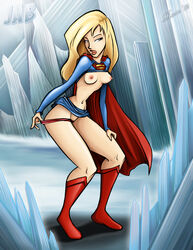 2012 areola blonde_hair blue_eyes breasts dc erect_nipples jab navel nipples panty_pull rosenrot supergirl