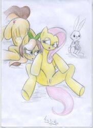 angel_bunny fluttershy_(mlp) friendship_is_magic my_little_pony pink_hair smooth_skin vd-dv