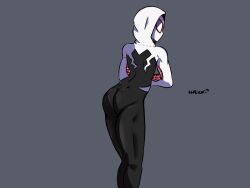 1girls ass back_view female female_only gwen_stacy looking_back marvel marvel_comics sheico signature solo spider-gwen spider-man_(series) superheroine tight_clothing