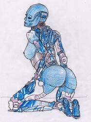 ass bald bald_female bionicle blue_skin breasts color female female_only hahli himerosy inika kneeling lego medium_breasts nui pussy robotic sideboob solo tagme traditional