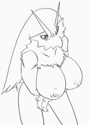 blaziken breasts female female_only front_view monochrome nipples nude pokemon pokemon_(species) solo sya tagme