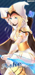 aqua_eyes ashe_(league_of_legends) blonde blonde_hair blue_eyes freljord_ashe freljord_series joypyonn league_of_legends