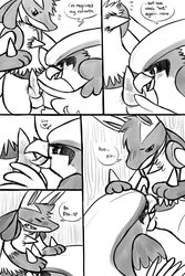 2012 black_and_white comic english_text erection female haychel lucario male monochrome nintendo oral_sex penis pidgeot pokemon pokemon_(species) sex straight text