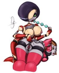 2girls anal_beads anal_fingering betty_(scrapland) courtney_gears darthsaburou female female_only multiple_girls ratchet_and_clank robot scrapland vagina yuri