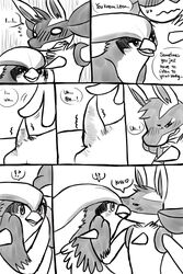 2012 black_and_white comic english_text erection female haychel lucario male monochrome nintendo penis pidgeot pokemon pokemon_(species) straight text