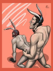 anal_penetration anal_sex balaclava bunny_ears doggy_style easter from_behind_position gay gloves male male/male male_focus male_only mouseface muscular necktie on_knees sniper sniper_(team_fortress_2) spy spy_(team_fortress_2) tagme team_fortress_2