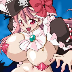 breasts captain_liliana female huge_breasts pasties pink_eyes pink_hair pink_nails pirate queen's_blade queen's_blade_rebellion starfish starfish_pasties yaochou