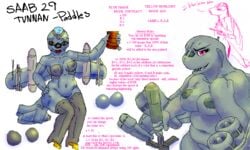 aeromorph airplane anthro b-52 breasts female living_machine nipples paddles saab_29_tunnan what