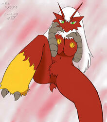 blaziken blush breasts color female female_only front_view nipples nude pokemon pokemon_(species) solo sya tagme