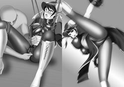 1girls breasts chun-li_(cosplay) cosplay curvaceous female human large_breasts long_hair lupin_iii male mine_fujiko straight street_fighter