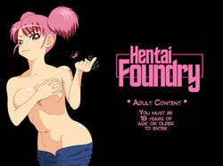 1girls female female_only hentai_foundry mascot pink_hair solo topless triplemmm truely