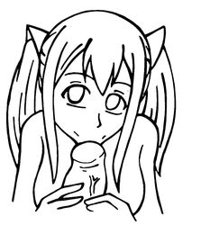 fairy_tail fellatio female human kyrios375 looking_at_viewer male monochrome penis solo_focus straight tagme wendy_marvell