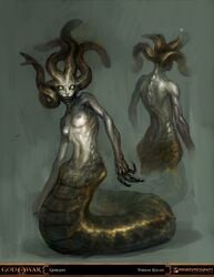 1girls breasts draconcopode female female_only god_of_war god_of_war:_ghost_of_sparta gorgon greek_mythology medusa monster_girl official_art official_artwork official_style painting_(artwork) snake solo tagme tobias_kwan topless video_game_character video_game_franchise video_games videogame