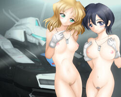 2girls breasts claire_heathrow ellis_claude female gundam multiple_girls sd_gundam sd_gundam_g_generation tansoku102cm