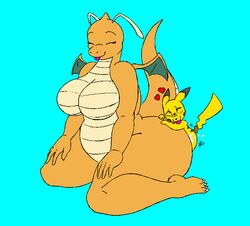 anthro ass big_ass big_breasts big_butt blush breasts bubble_butt chubby closed_eyes cum cum_in_pussy cum_inside dragonite female feral from_behind fur heart horn interspecies male nintendo nude orange_skin penetration pikachu plain_background pokemon pokemon_(species) pokemorph sanji sanji_artist scalie sex size_difference straight tongue vaginal_insertion wide_hips wings