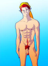 1boy abs artist_request brown_hair brown_pubic_hair elf_ears male male_only nintendo penis pipit pubic_hair skyward_sword solo the_legend_of_zelda the_legend_of_zelda:_skyward_sword unknown_artist