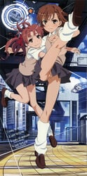 2girls blush brown_eyes brown_hair brown_loafers brunette female female_only hairbow high_resolution hug human kneehighs loafers long_hair long_image loose_socks misaka_mikoto multiple_females multiple_girls no_panties nude_filter photoshop pussy ribbon school_uniform schoolgirl shirai_kuroko shirt shoes short_hair skirt small_breasts smile socks stick_poster sweater_vest tall_image teenage_girl teenager tied_hair to_aru_kagaku_no_railgun to_aru_majutsu_no_index tokiwadai_school_uniform twintails uncensored white_socks young yuri