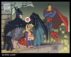 <3 1girls 2boys age_difference ahe_gao akabur batman batman_(series) blonde_hair blue_eyes blush breast breasts breasts_out crossover dc dc_comics doggy_style english_text exposed_breasts female from_behind fucked_silly heart huge_breasts human human_only interspecies justice_league kara_zor-el male marvel nail_polish nipples open_mouth outdoors panties_down panty_pull pleasure_face saliva sex size_difference skirt spider-man spider-man_(series) standing stealth_sex straight straight_hair supergirl superman superman_(series) tear tears