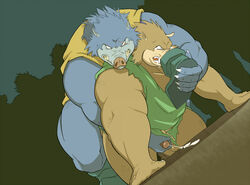 clothed_sex clothing cum dragon_quest eto1212 handjob male male_only monster orc_(dragon_quest) orc_king_(dragon_quest) suina tagme yaoi