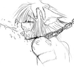 1femboy animal_ears cat_ears chains collar cum_in_mouth cum_on_face cumshot femboy hellsing male_only schrodinger trap yaoi