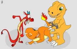 3pac agumon charmander color crossover digimon disney fire gay handjob interspecies male male_only masturbation mulan multiple_males mushu nintendo nude open_eyes pokémon_(species) pokemon raised_tail sex side_view tail tail_fire wink yaoi