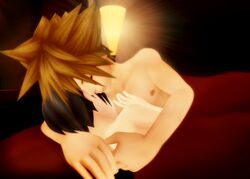 3d bed disney hugging kingdom_hearts nude sheets sora square_enix straight tagme xion