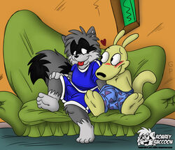 anthro couch furry gay interspecies male_only nickelodeon original_character raccoon roarey_raccoon rocko rocko's_modern_life yaoi