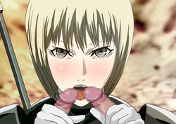 blush censored clare_(claymore) claymore double_handjob handjob multiple_boys tagme