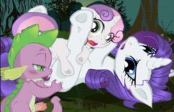 animal animated buttercup_saiyan dragon equine female friendship_is_magic interspecies male my_little_pony purple_hair rarity_(mlp) smooth_skin spike_(mlp) sweetie_belle_(mlp) unicorn