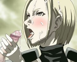 blush censored claymore cum handjob helen_(claymore) mosaic_censoring open_mouth penis tagme