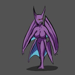 breasts colored crobat exposed_breasts female female_only open_eyes pokémon_(species) pokemon red_eyes solo standing