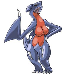 anthro breasts colored exposed_breasts female female_only front_view garchomp nudity oniontrain pokémon_(species) pokemon pokemon_(species) solo standing transparent_background