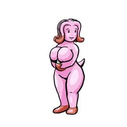 anthro breasts chansey colored female female_only nude pink_skin pokémon_(species) pokemon pokemon_(species) solo standing tagme tail