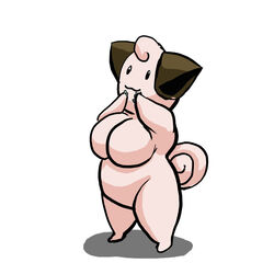 anthro breasts cleffa colored female female_only nude pink_skin pokémon_(species) pokemon solo standing tagme tail