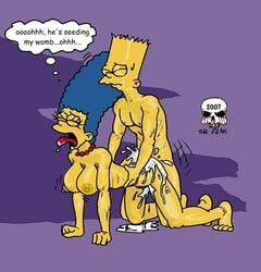 bart_simpson breasts color cum cum_inside english_text female human impregnation incest kneeling male marge_simpson mother_and_son nude sex side_view straight tagme text the_fear the_simpsons