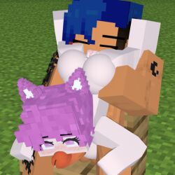 1boy 1girls 3d big_breasts big_penis blush completely_nude completely_nude_female jem_(chaosdiamond) mine-imator minecraft mizuki_(mymizukid) mymizukid naked penis pink_ears pink_eyes pink_hair pussy pussy_juice sex tagme